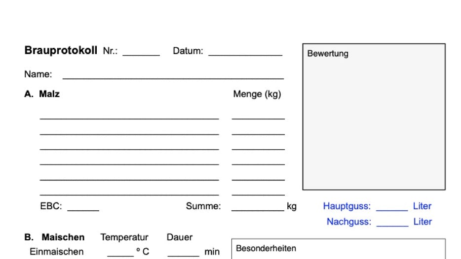 Brauprotokoll für die Planung eines Brautages